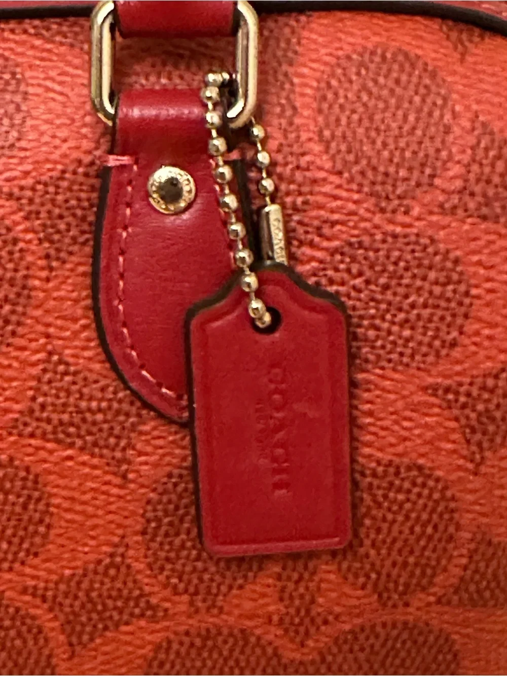 Coach Red Signature Mini Satchel with Gold Hardware